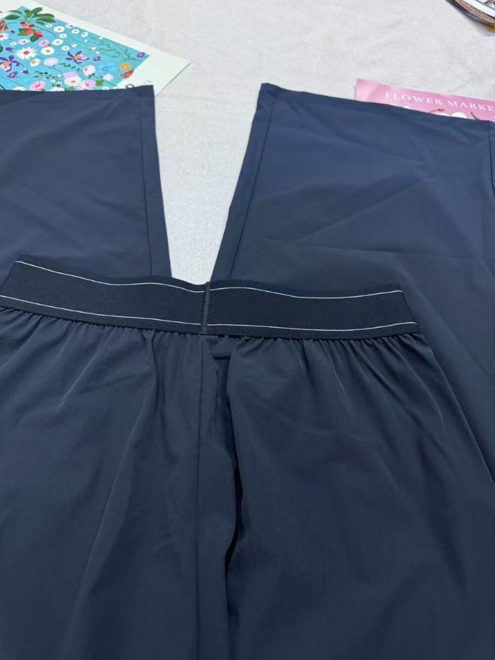 ⛵ NWT Alo Yoga Suit Up Trouser Navy ✨ Classic Wide Leg Pants 30" | Preppy Casual - Picture 4 of 9